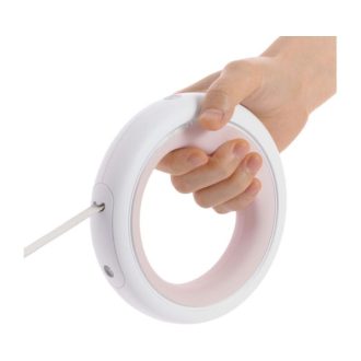   Moestar 2 Plus Einziehbare Hundeleine mit LED-Licht 3M, Rosa - Weiß