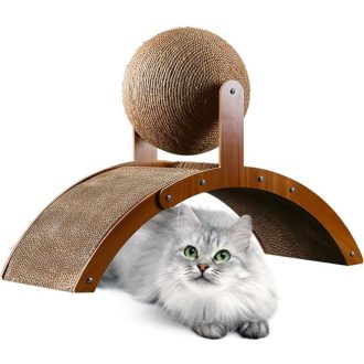   Katzenkratzbaum mit befestigtem Spielball – Robuste Kratzfläche für kleine und mittelgroße Katzen