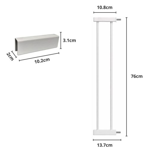 Universelle Kindersicherheitsgitterverlängerung – 10 cm, Metallausführung, zur Druckmontage