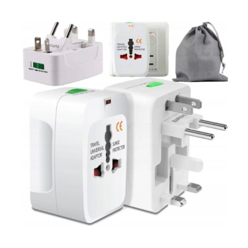 Universal-Reiseadapter – EU/USA/UK/AUS-Buchse, 10 A, LED, mit Sicherheitsschloss – 1 Stk.