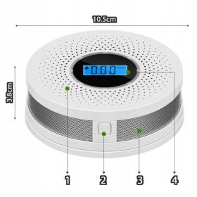   JKD 512COM Kohlenmonoxid- und Rauchmelder mit LCD-Display, 85 dB akustischer Alarm – 1 Stück