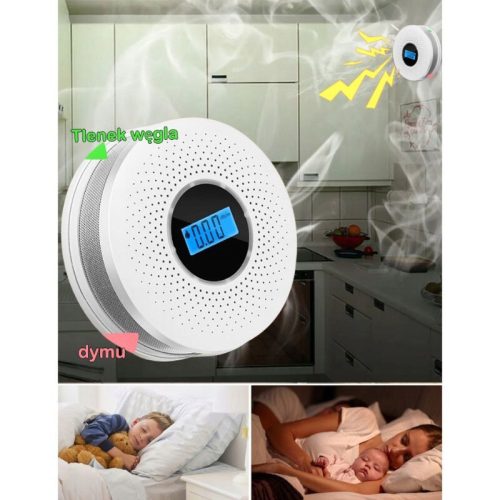 JKD 512COM Kohlenmonoxid- und Rauchmelder mit LCD-Display, 85 dB akustischer Alarm – 1 Stück