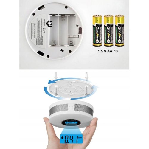 JKD 512COM Kohlenmonoxid- und Rauchmelder mit LCD-Display, 85 dB akustischer Alarm – 1 Stück