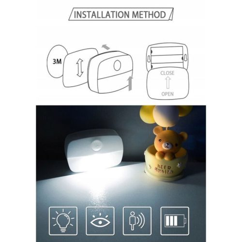 Ansal LED-Nachtlicht mit Bewegungsmelder – Kabelloses, batteriebetriebenes Treppenlicht – 2 Stück