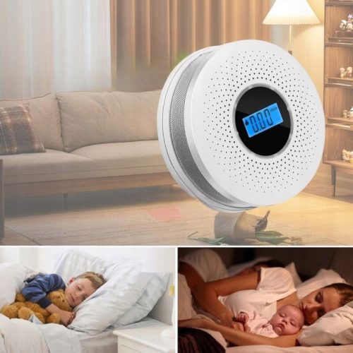 JKD 512COM Kohlenmonoxid- und Rauchmelder mit LCD-Display, 85 dB akustischer Alarm - 2 Stück