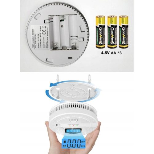 Rauchmelder, Kohlenmonoxidmelder, LCD-Anzeigemelder, Alarmmelder - 2 Stück