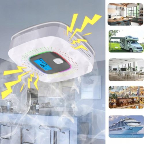 Kohlenmonoxid- und Rauchmelder mit LCD-Display und Ton- und Lichtalarm - 1 Stück