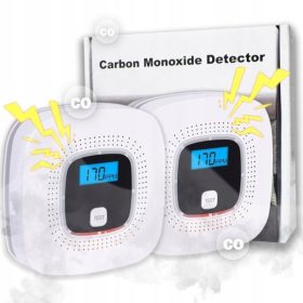   Kohlenmonoxid- und Rauchmelder mit LCD-Display und Ton- und Lichtalarm - 2 Stück