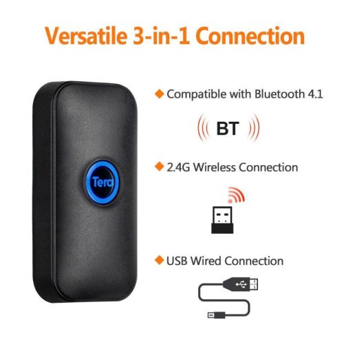 Tragbarer 1D-Barcodescanner Tera 5200C Laser – Bluetooth, Wireless und USB-Konnektivität