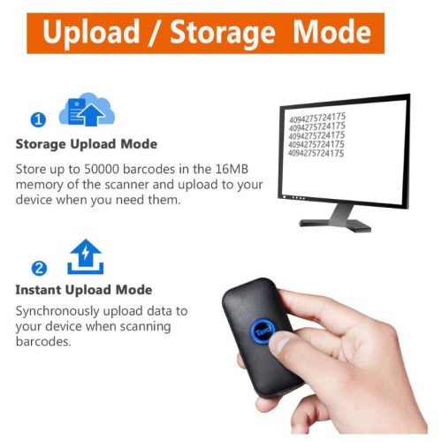 Tragbarer 1D-Barcodescanner Tera 5200C Laser – Bluetooth, Wireless und USB-Konnektivität