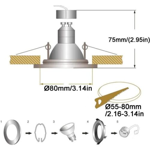 Kambo wasserdichte LED-Deckeneinbauleuchte mit 4 x 6 W GU10-Glühbirnen