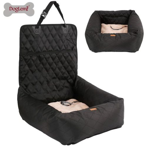 Doglemi 2-in-1 Hundeautositz und Bett – Schwarz, 60×60×50 cm