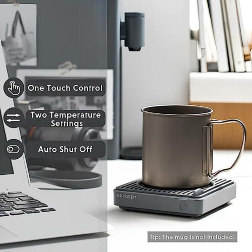 Buydeem Ink Grey Tassenwärmer mit 2 Temperaturen – Silikon, automatische Abschaltung – Grau