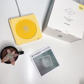   Buydeem Mellow Yellow Tassenwärmer mit 2 Temperaturen – Silikon, automatische Abschaltung – Gelb