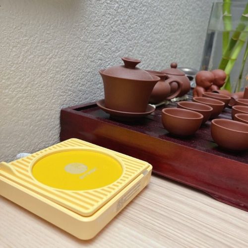 Buydeem Mellow Yellow Tassenwärmer mit 2 Temperaturen – Silikon, automatische Abschaltung – Gelb