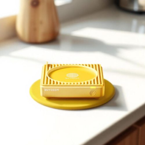 Buydeem Mellow Yellow Tassenwärmer mit 2 Temperaturen – Silikon, automatische Abschaltung – Gelb