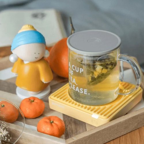 Buydeem Mellow Yellow Tassenwärmer mit 2 Temperaturen – Silikon, automatische Abschaltung – Gelb