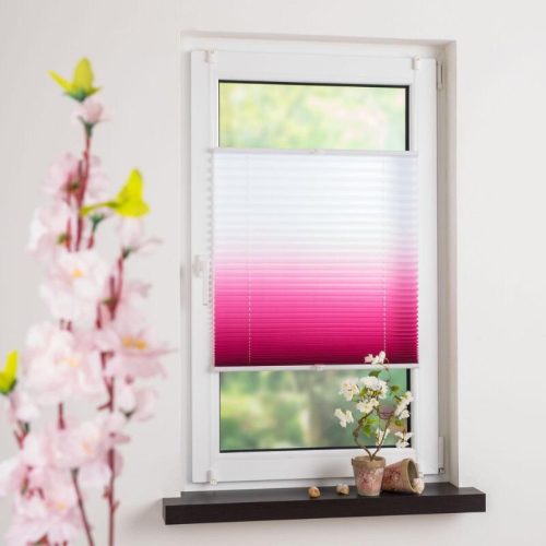 Blux Designer-Verdunkelungsrollo 110 x 130 cm, Rosa-Weiß