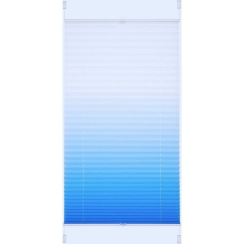 JalousieCrew Klemmfix Plissee Farbverlauf 120 x 130 cm, Blau - Weiß