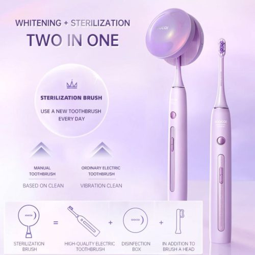 Soocas X3 Pro Elektrische Zahnbürste – Für empfindliche Zähne, UV-Etui + 1 Ersatzkopf – Lila