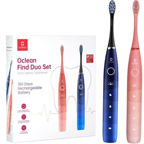 Oclean Find Duo Elektrisches Zahnbürstenset – 2-teilig, Blau und Rot