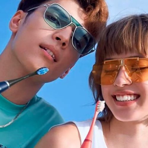 Oclean Find Duo Elektrisches Zahnbürstenset – 2-teilig, Blau und Rot
