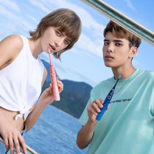 Oclean Find Duo Elektrisches Zahnbürstenset – 2-teilig, Blau und Rot