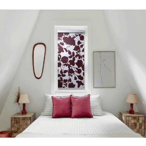 Blux Designer-Verdunkelungsrollo, 45 x 165 cm, Burgunderrotes Muster