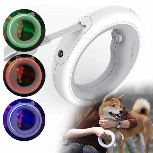 Moestar 2 Plus Einziehbare Hundeleine mit LED-Licht 3M, Grau - Weiß