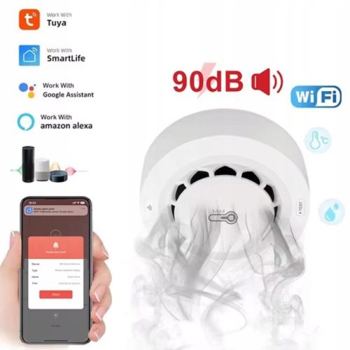 Intelligenter Rauchmelder Temperatur und Luftfeuchtigkeit - mit Messgerät - TUYA WiFi, 1Stk.