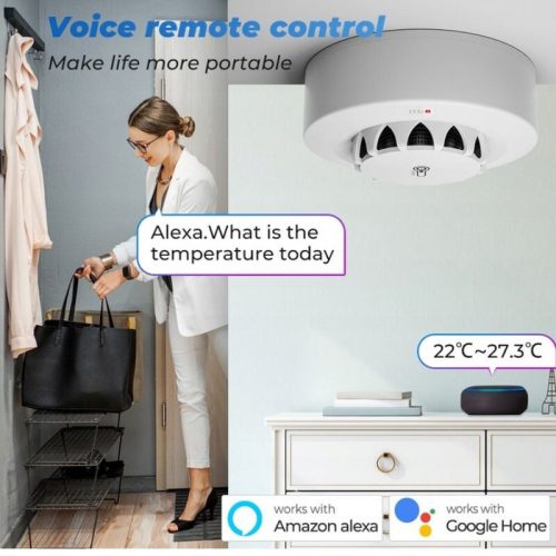 Intelligenter Rauchmelder Temperatur und Luftfeuchtigkeit - mit Messgerät - TUYA WiFi, 2Stk
