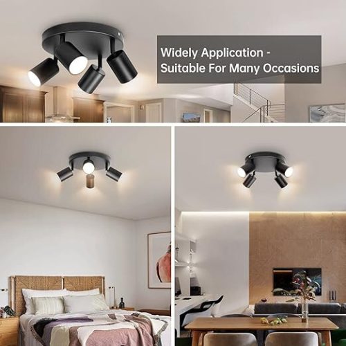 Ketom 4-Wege-GU10-LED-drehbare Deckenleuchte (schwarz)