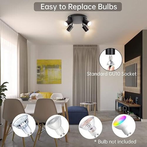 Ketom 4-Wege-GU10-LED-drehbare Deckenleuchte (schwarz)