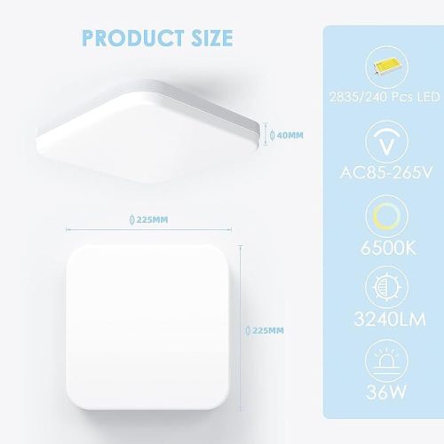 Kambo quadratische LED-Deckenleuchte 23x23cm (6500K)