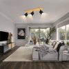 Drehbare LED-Deckenleuchte Kambo mit 3 Brennern (Schwarz und Holz)