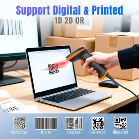   Tera D5100Y 2D USB-Hand-Barcodescanner mit Kabel – Schnelles und genaues Lesen von QR- und 1D/2D-Codes