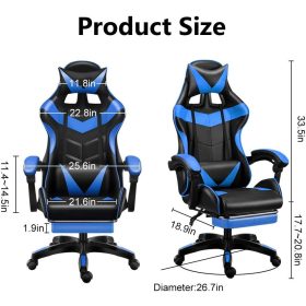 Insma Schwarz-Blauer ergonomischer Gamer-Stuhl