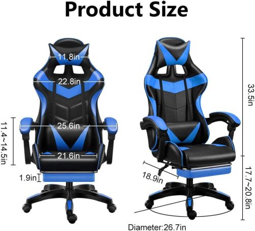 Insma Schwarz-Blauer ergonomischer Gamer-Stuhl