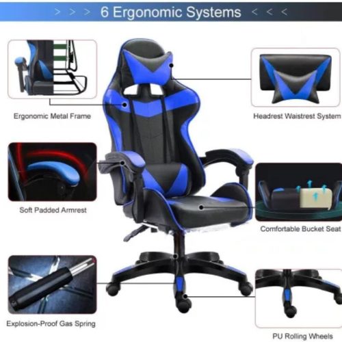 Insma Schwarz-Blauer ergonomischer Gamer-Stuhl
