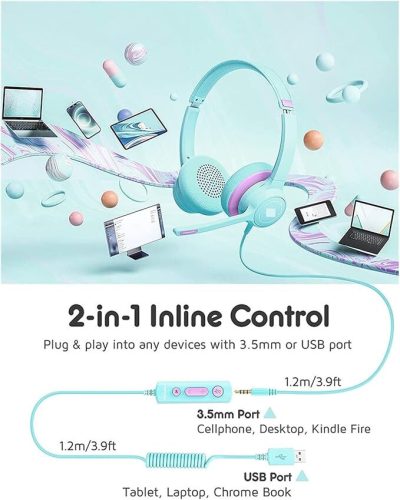 Mpow Kinder-Headset (Grün-Lila)