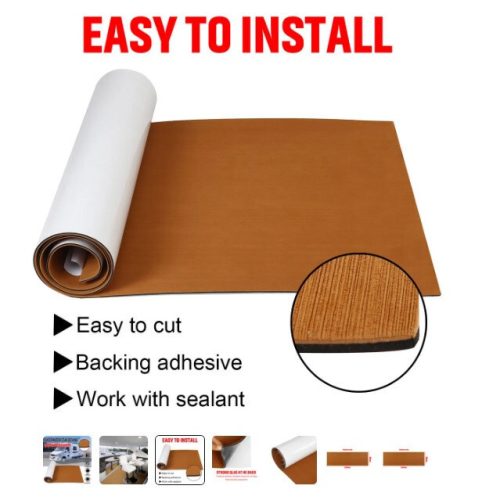 Selbstklebende EVA-Bodenfliese aus künstlichem Teakholz (Hellbraun)