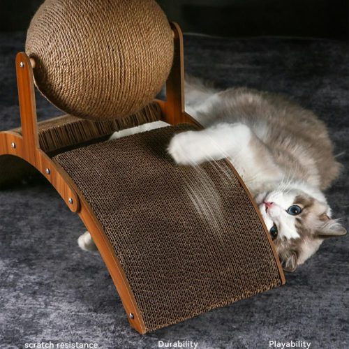 Katzenkratzbaum mit befestigtem Spielball – Robuste Kratzfläche für kleine und mittelgroße Katzen