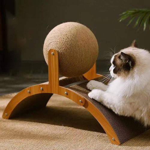 Katzenkratzbaum mit befestigtem Spielball – Robuste Kratzfläche für kleine und mittelgroße Katzen