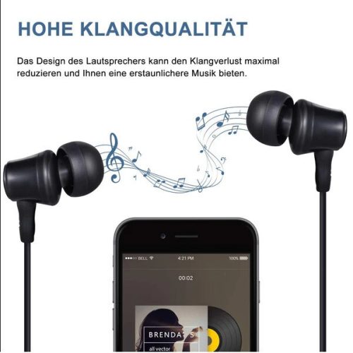 Amoner Kopfhörer mit Mikrofon, 3,5-mm-Klinkenstecker (schwarz)