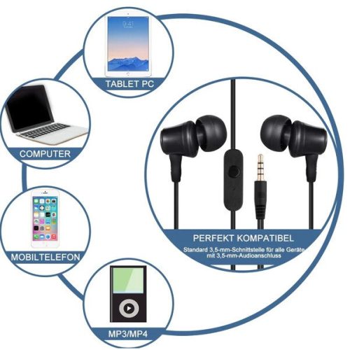 Amoner Kopfhörer mit Mikrofon, 3,5-mm-Klinkenstecker (schwarz)