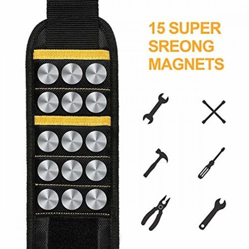 MYCARBON Magnetisches Armband als Geschenk für Männer mit 15 starken Magneten für Handwerkzeuge