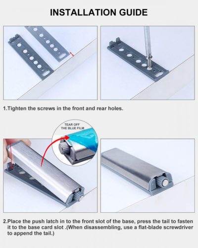 Jiayi Magnetische Schiebeschlösser für Schränke, 6Stück (Silber)