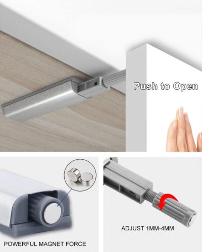 Jiayi Magnetische Schiebeschlösser für Schränke, 6Stück (Silber)