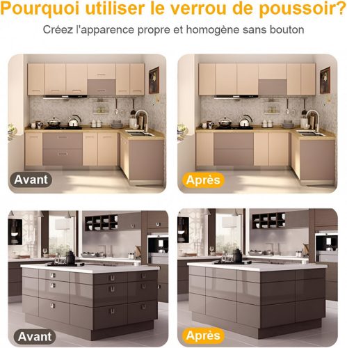 Jiayi Magnetische Schiebeschlösser für Schränke, 6Stück (Silber)