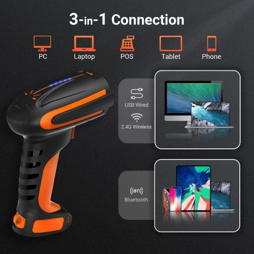 Tera 8100 Kabelloser 1D/2D/QR-Code-Leser mit Ständer (Orange)
